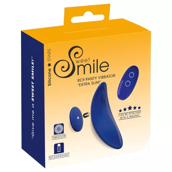 Smile - vibrador de bragas ultrafino y portátil con mando a distancia (azul)