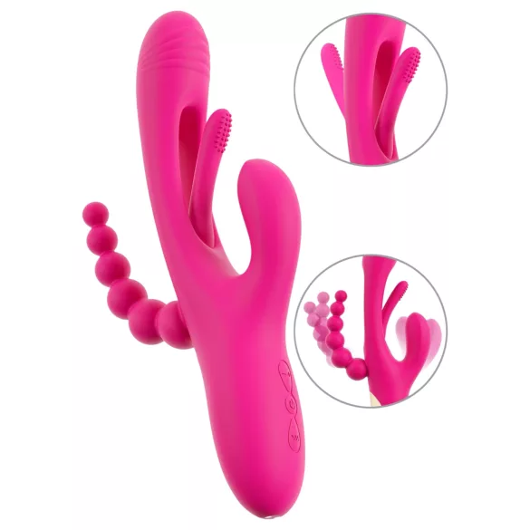 SMILE - vibrador con triple brazo y lengüeta (rosa)
