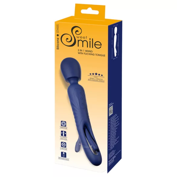 Smile - Vibrador 2 en 1 con lengua masajeadora (azul)