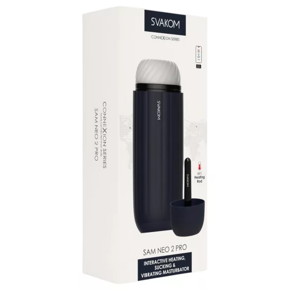 Svakom Sam Neo 2 Pro - masturbador masculino inteligente - silicona negro blanco
