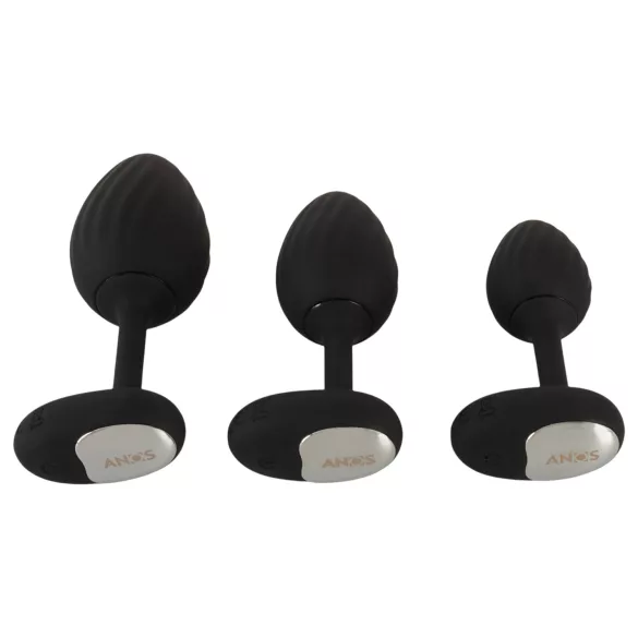 ANOS - plug anal vibrador set - silicona negra