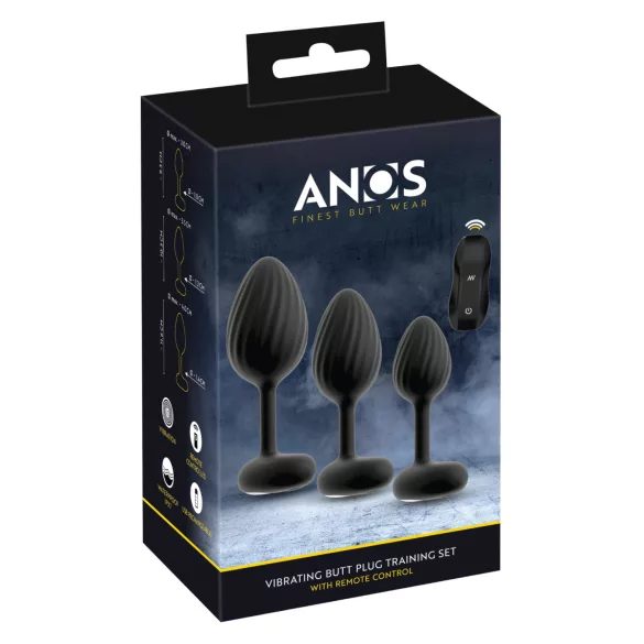 ANOS - plug anal vibrador set - silicona negra