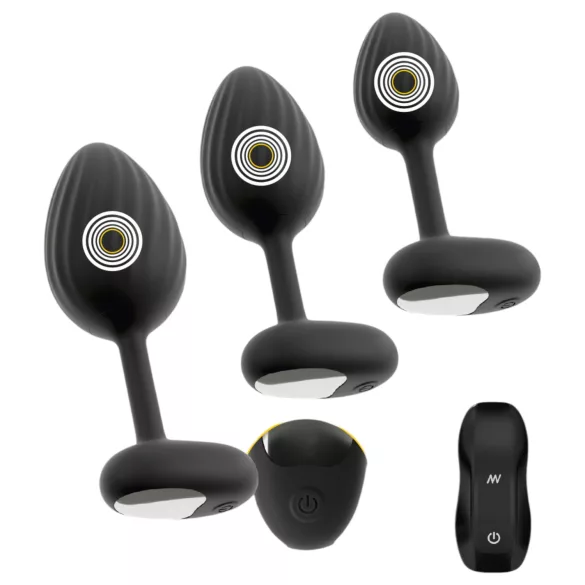 ANOS - plug anal vibrador set - silicona negra