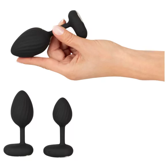 ANOS - plug anal vibrador set - silicona negra