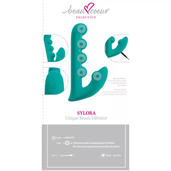 Beau Coeur Sylora - vibrador 2 en 1 con perlas (verde)
