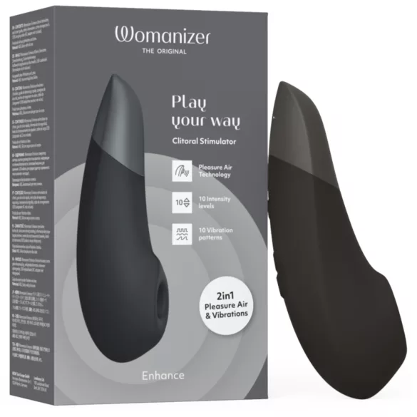 Womanizer Enhance 2 en 1 succionador de clítoris por ondas de aire + vibrador (negro)