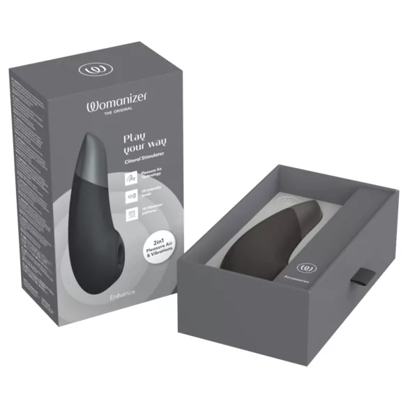 Womanizer Enhance 2 en 1 succionador de clítoris por ondas de aire + vibrador (negro)