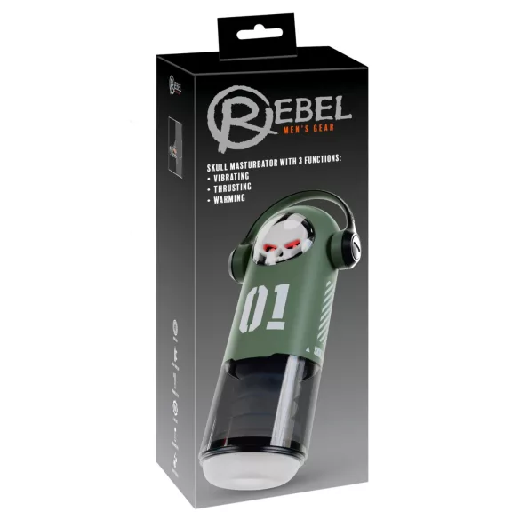 Rebel Skull - masturbador impulsor y vibrador (verde)