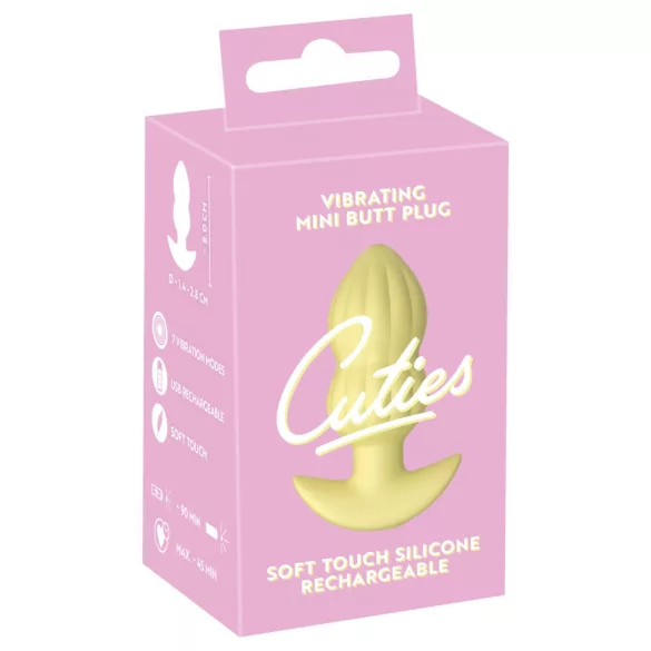 Cuties Mini - plug anal vibrador texturizado - silicona amarilla