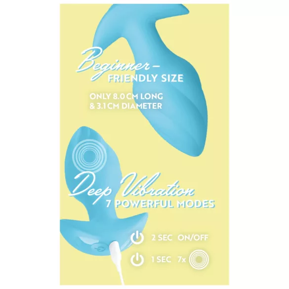 Cuties Mini - plug anal vibrador - silicona - azul