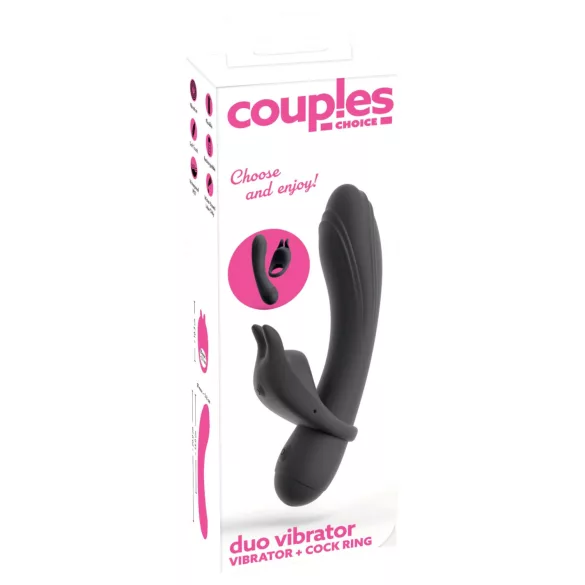 Couple Choice - anillo para pene y vibrador punto G - silicona gris