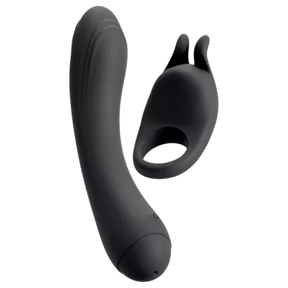 Couple Choice - anillo para pene y vibrador punto G - silicona gris
