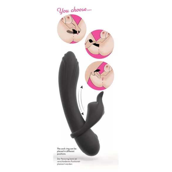 Couple Choice - anillo para pene y vibrador punto G - silicona gris