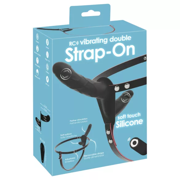 You2Toys - vibrador doble con arnés y mando a distancia (negro)