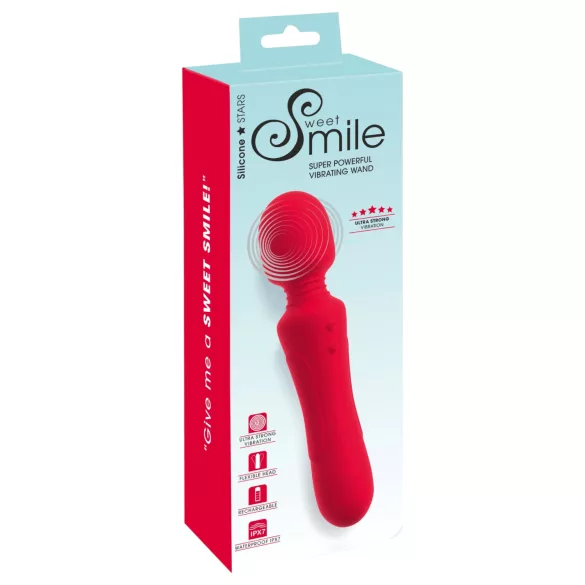 Sweet Smile - vibrador tipo varita recargable e impermeable (rojo)