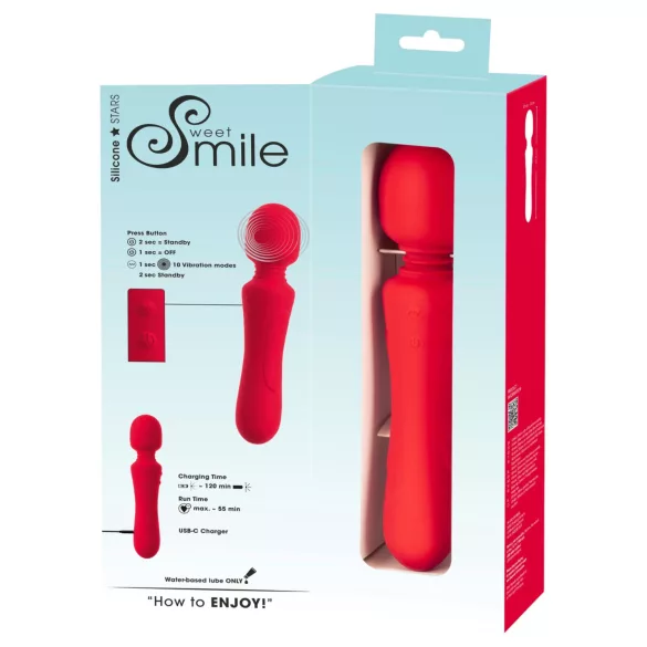 Sweet Smile - vibrador tipo varita recargable e impermeable (rojo)