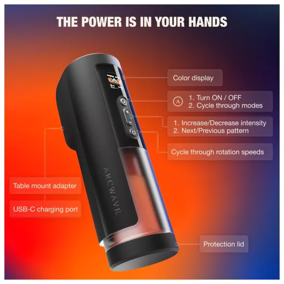 Arcwave Thruster - masturbador automático empujador y giratorio (negro)