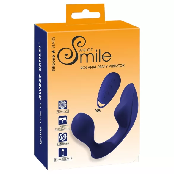 SMILE - vibrador anal y para bragas con control remoto - silicona azul