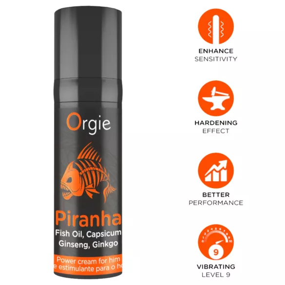 Orgie Piranha Power Cream - Crema Estimulante para Potenciar la Erección para Hombres (15 ml)