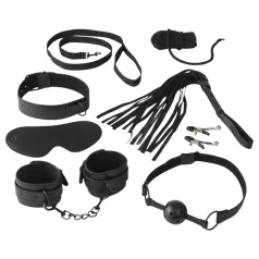   Baseks - set de inmovilización con látigo y pinzas para pezones (negro)