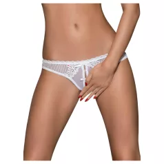   Obsessive - tanga abierto mujer - encaje floral lazo - blanco - L/XL