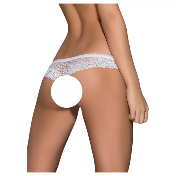 Obsessive - tanga abierto mujer - encaje floral lazo - blanco - L/XL