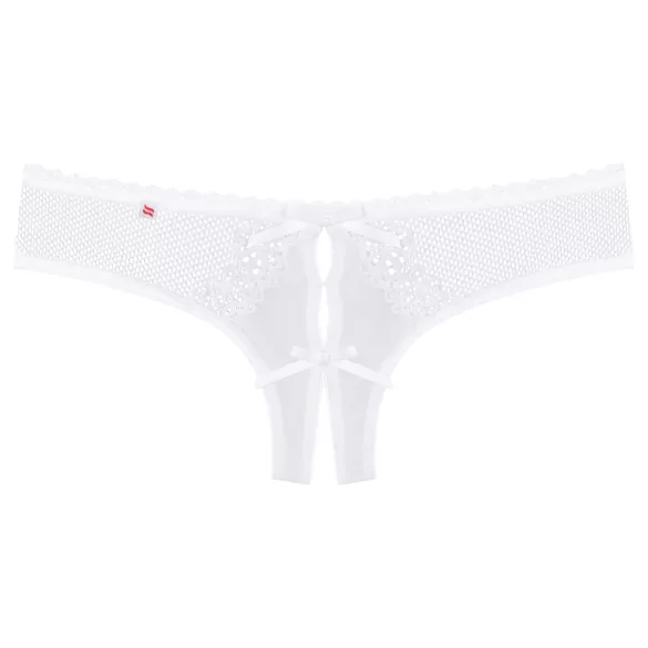 Obsessive - tanga abierto mujer - encaje floral lazo - blanco - L/XL