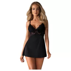 Obsessive - babydoll de encaje y tanga (negro) - L/XL