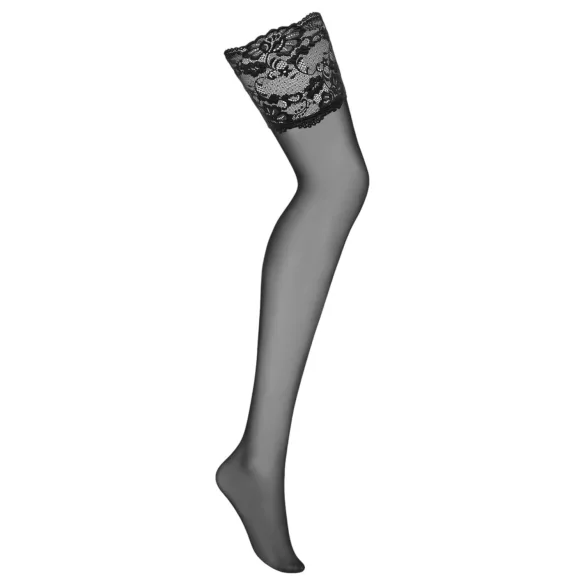 Obsessive - medias de encaje ancho - color negro - L/XL