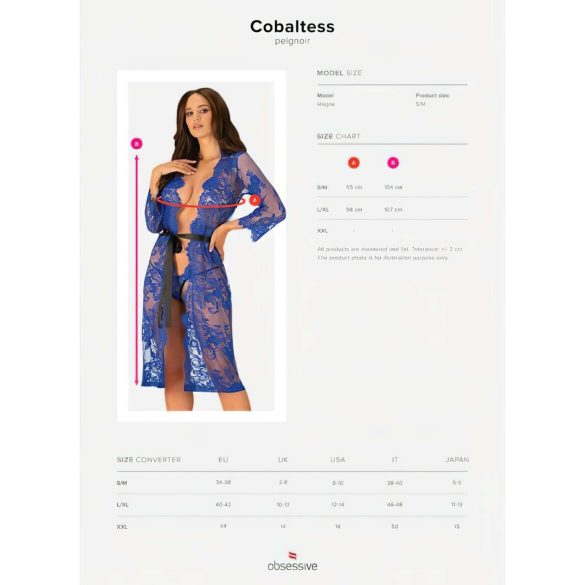 Obsessive Cobaltess - bata de encaje (azul) - L/XL