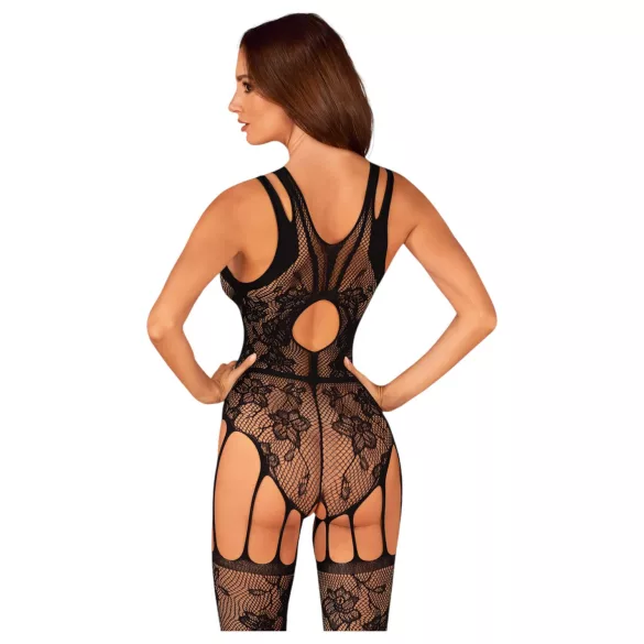 Obsessive - body de red abierto con flores - negro - talla S-L