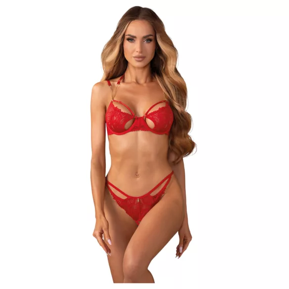 Obsessive Matildea - conjunto de sujetador de encaje - rojo