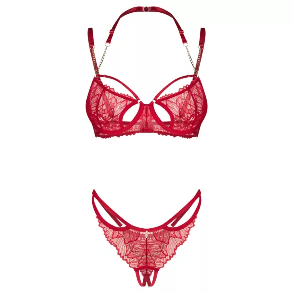Obsessive Matildea - conjunto de sujetador de encaje - rojo