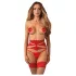 Obsessive Matildea - liguero con encaje y cadenas - rojo - L/XL