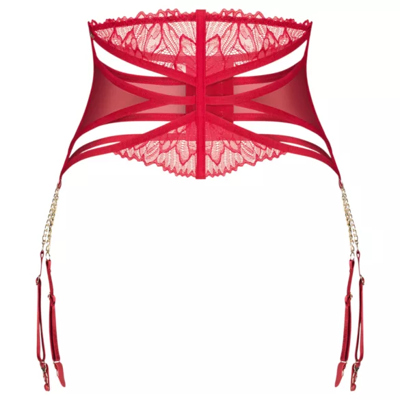Obsessive Matildea - liguero con encaje y cadenas - rojo - L/XL