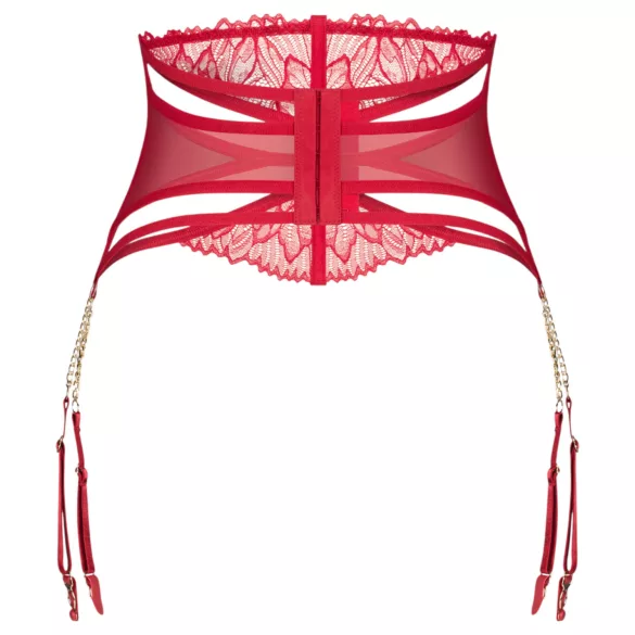 Obsessive Matildea - liguero con encaje y cadenas - rojo - L/XL