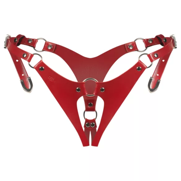 Obsessive Inferro - tanga abierta ajustable efecto cuero - rojo