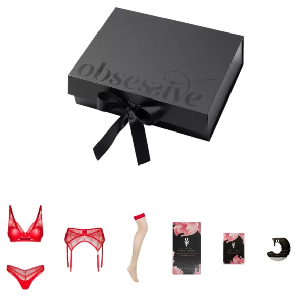 Obsessive Aloisa - set de lencería regalo - 6 piezas - rojo - L/XL
