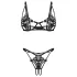 Obsessive Luise - conjunto de lencería de 2 piezas con tulipanes (negro) - L/XL