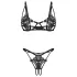 Obsessive Luise - conjunto de lencería de 2 piezas con tulipanes (negro) - L/XL