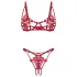 Obsessive Luise - conjunto de lencería de 2 piezas con tulipanes (rojo) - L/XL
