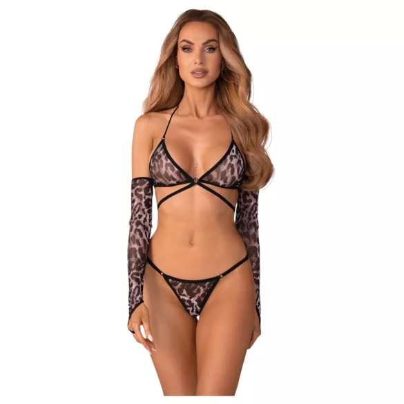 Obsessive Addia - conjunto de red con estampado de leopardo - L/XL