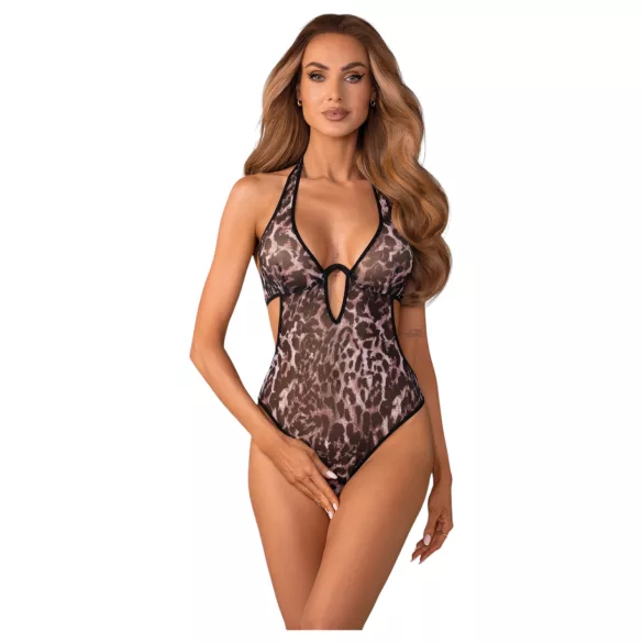 Obsessive Addia - body abierto de estampado leopardo - L/XL