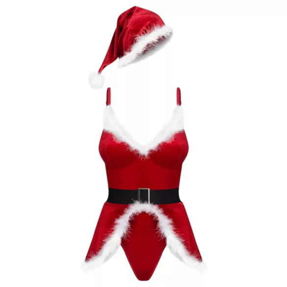 Obsessive Hot Santa - conjunto de disfraz de Mamá Noel de tres piezas para mujer (rojo)