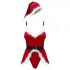 Obsessive Hot Santa - conjunto de disfraz de Mamá Noel de tres piezas para mujer (rojo)