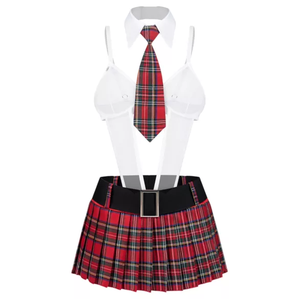Obsessive College Girl - disfraz de colegiala de cinco piezas (rojo)