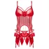 Obsessive Gifty - corsé y tanga abierto (rojo) - L/XL