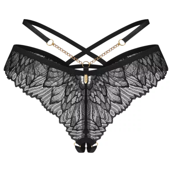 Obsessive Matildea - tanga de encaje abierto (negro) - L/XL