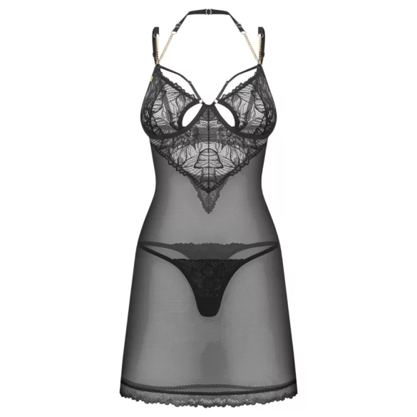 Obsessive Matildea - conjunto de camisón y tanga (negro) - L/XL