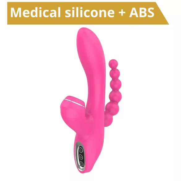 Erospace Sweet Play - vibrador de punto G con sonda anal y succión (rosa)